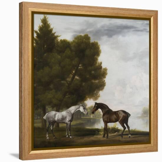 Two Horses Communing in a Landscape by George Stubbs-George Stubbs-Framed Premier Image Canvas