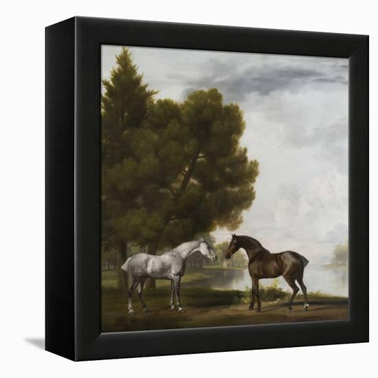 Two Horses Communing in a Landscape by George Stubbs-George Stubbs-Framed Premier Image Canvas