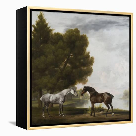 Two Horses Communing in a Landscape by George Stubbs-George Stubbs-Framed Premier Image Canvas