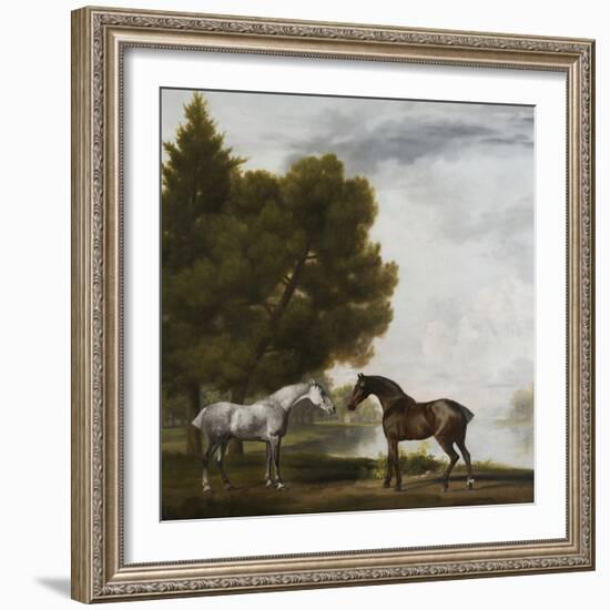 Two Horses Communing in a Landscape by George Stubbs-George Stubbs-Framed Giclee Print