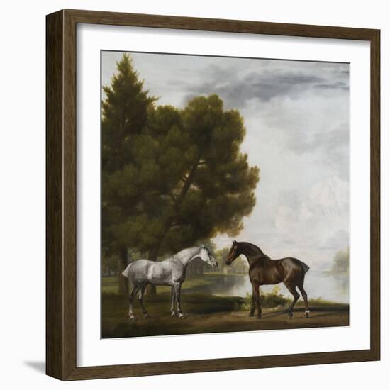 Two Horses Communing in a Landscape by George Stubbs-George Stubbs-Framed Giclee Print