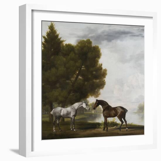 Two Horses Communing in a Landscape by George Stubbs-George Stubbs-Framed Giclee Print