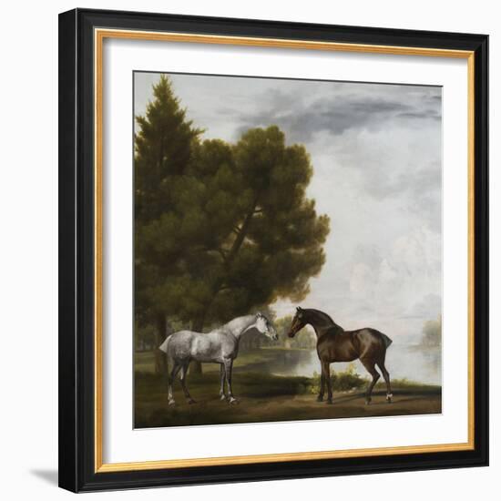 Two Horses Communing in a Landscape by George Stubbs-George Stubbs-Framed Giclee Print