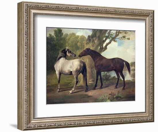 Two Horses in a Landscape-George Stubbs-Framed Giclee Print