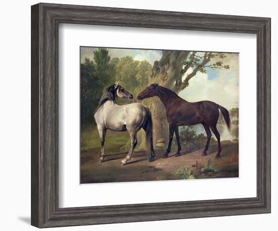 Two Horses in a Landscape-George Stubbs-Framed Giclee Print