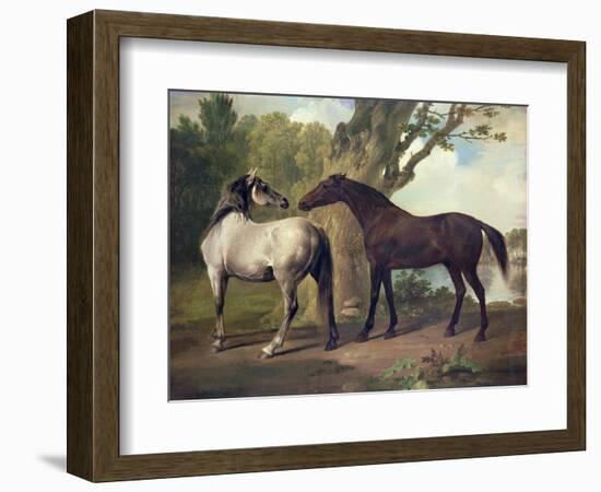 Two Horses in a Landscape-George Stubbs-Framed Giclee Print