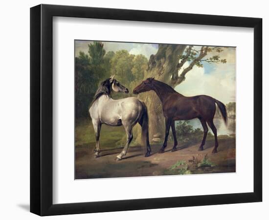 Two Horses in a Landscape-George Stubbs-Framed Giclee Print