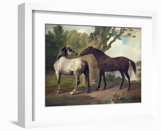 Two Horses in a Landscape-George Stubbs-Framed Giclee Print