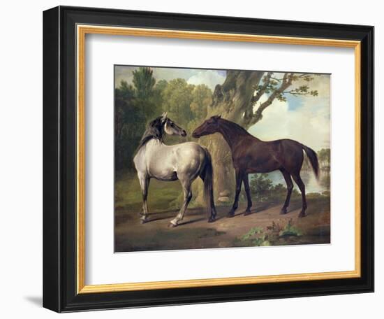 Two Horses in a Landscape-George Stubbs-Framed Giclee Print