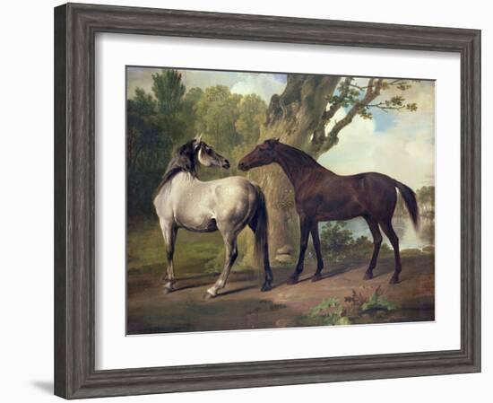 Two Horses in a Landscape-George Stubbs-Framed Giclee Print