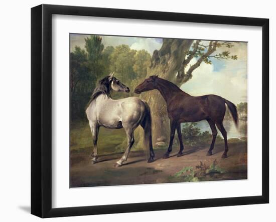 Two Horses in a Landscape-George Stubbs-Framed Giclee Print