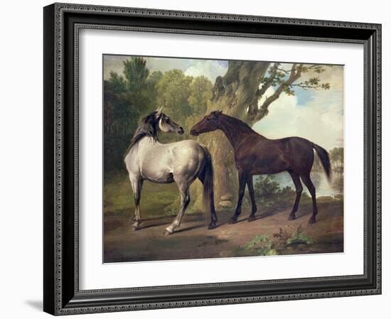Two Horses in a Landscape-George Stubbs-Framed Giclee Print