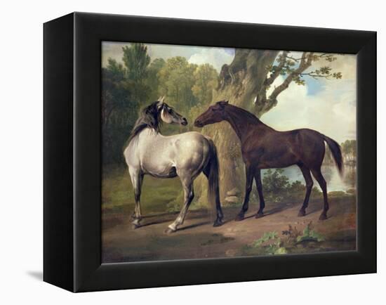 Two Horses in a Landscape-George Stubbs-Framed Premier Image Canvas