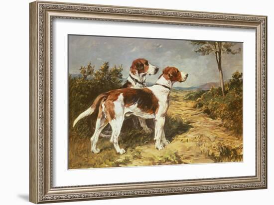 Two Hounds in a Landscape-John Emms-Framed Giclee Print