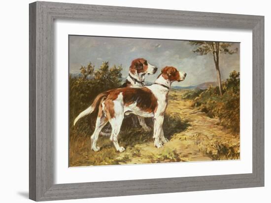 Two Hounds in a Landscape-John Emms-Framed Giclee Print