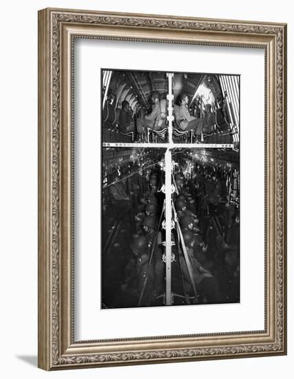 Two Hundred Paratroopers Sitting in Double Decker During Training Maneuvers-Hank Walker-Framed Photographic Print