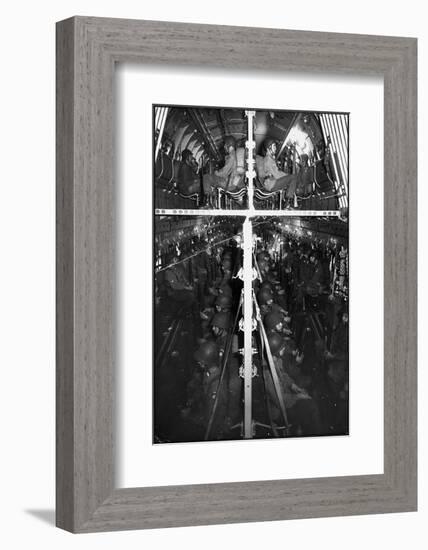 Two Hundred Paratroopers Sitting in Double Decker During Training Maneuvers-Hank Walker-Framed Photographic Print