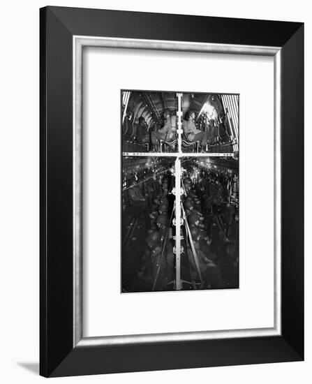 Two Hundred Paratroopers Sitting in Double Decker During Training Maneuvers-Hank Walker-Framed Photographic Print