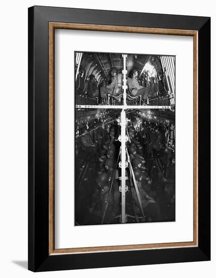 Two Hundred Paratroopers Sitting in Double Decker During Training Maneuvers-Hank Walker-Framed Photographic Print