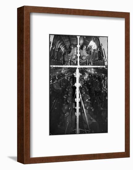 Two Hundred Paratroopers Sitting in Double Decker During Training Maneuvers-Hank Walker-Framed Photographic Print