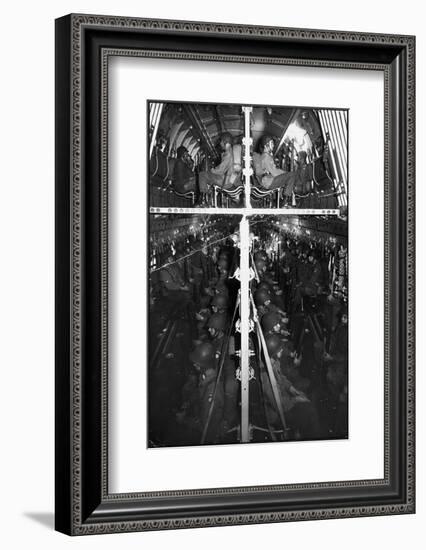 Two Hundred Paratroopers Sitting in Double Decker During Training Maneuvers-Hank Walker-Framed Photographic Print