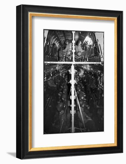 Two Hundred Paratroopers Sitting in Double Decker During Training Maneuvers-Hank Walker-Framed Photographic Print