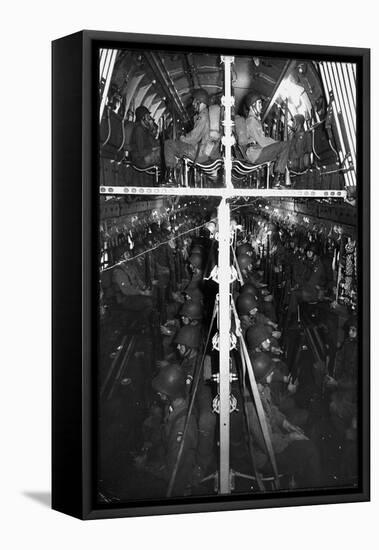Two Hundred Paratroopers Sitting in Double Decker During Training Maneuvers-Hank Walker-Framed Premier Image Canvas