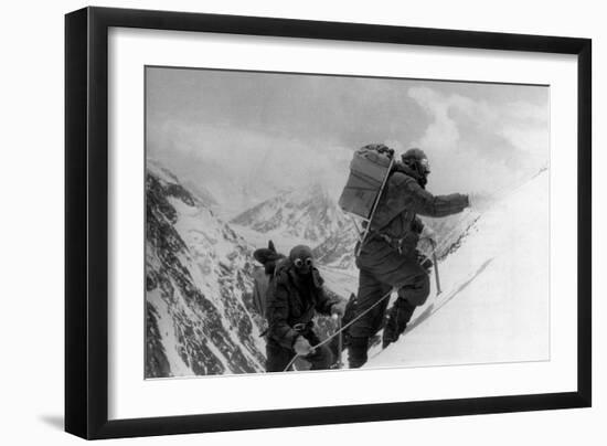 Two Hunza Porters Climb Up To the Fourth Camp on the Abruzzi Spur of K2-null-Framed Giclee Print