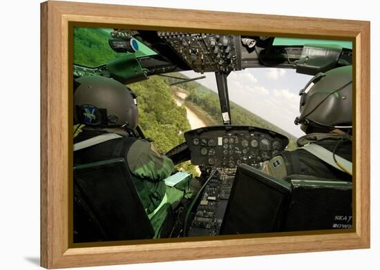 Two Instructor Pilots Practice Low Flying Operations in a Uh-1H Huey Helicopter-null-Framed Premier Image Canvas