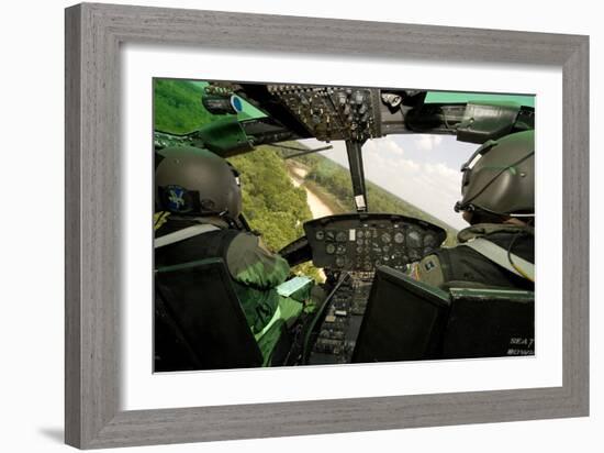Two Instructor Pilots Practice Low Flying Operations in a Uh-1H Huey Helicopter-null-Framed Photographic Print