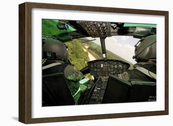 Two Instructor Pilots Practice Low Flying Operations in a Uh-1H Huey Helicopter-null-Framed Photographic Print