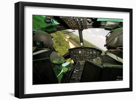 Two Instructor Pilots Practice Low Flying Operations in a Uh-1H Huey Helicopter-null-Framed Photographic Print