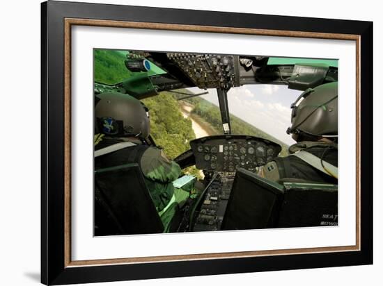 Two Instructor Pilots Practice Low Flying Operations in a Uh-1H Huey Helicopter-null-Framed Photographic Print