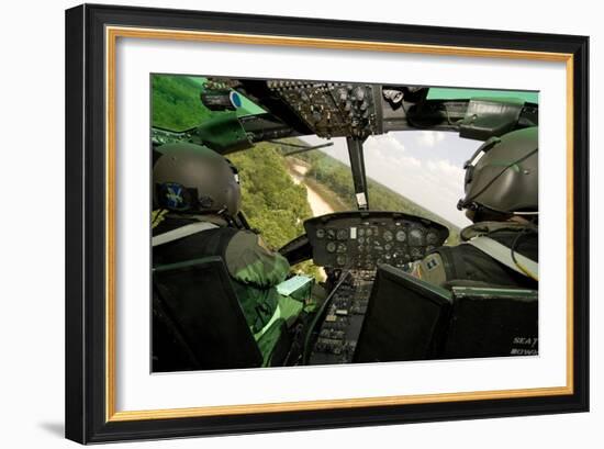 Two Instructor Pilots Practice Low Flying Operations in a Uh-1H Huey Helicopter-null-Framed Photographic Print