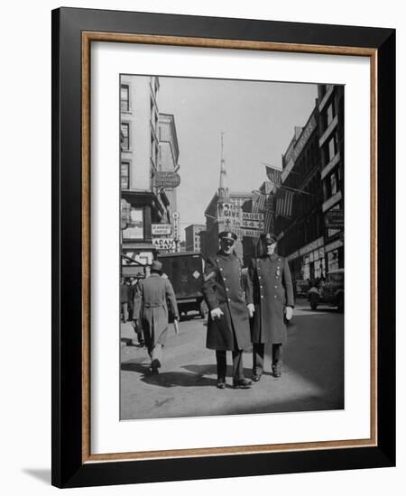 Two Irish Cops Standing on Washington Streeet-Walter Sanders-Framed Photographic Print