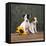 Two Jack Russell Terrier Puppies with Sunflower-null-Framed Premier Image Canvas
