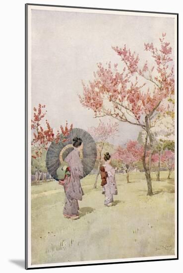 Two Japanese Women Admiring Peach Trees in Blossom-Ella Du Cane-Mounted Art Print