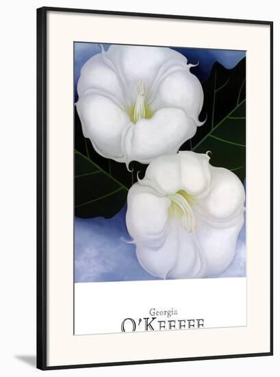 Two Jimson Weeds with Green Leaves and Blue Sky-Georgia O'Keeffe-Framed Art Print