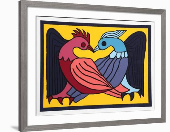 Two Kissing Doves-Victor Delfin-Framed Collectable Print