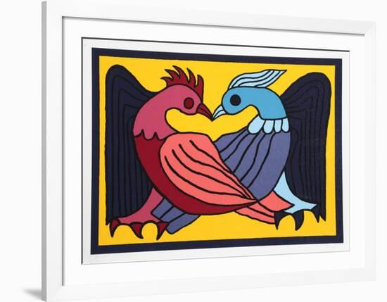 Two Kissing Doves-Victor Delfin-Framed Collectable Print