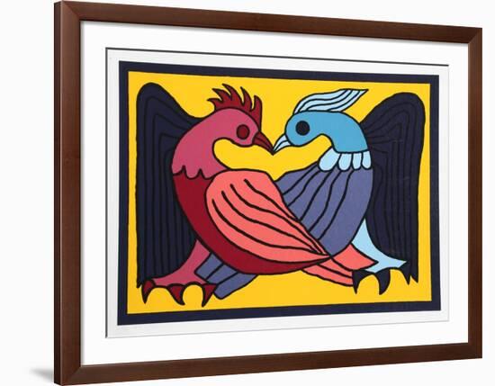 Two Kissing Doves-Victor Delfin-Framed Collectable Print