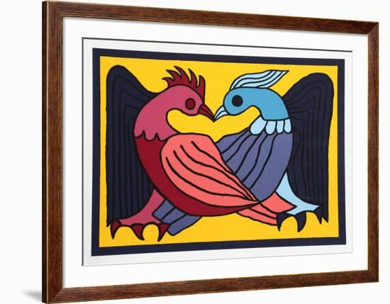 Two Kissing Doves-Victor Delfin-Framed Collectable Print