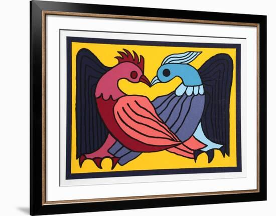 Two Kissing Doves-Victor Delfin-Framed Collectable Print