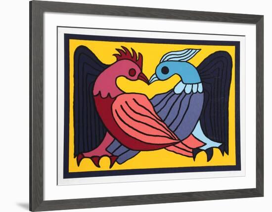 Two Kissing Doves-Victor Delfin-Framed Collectable Print