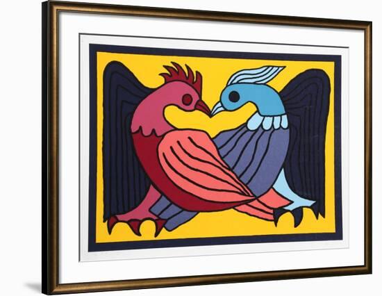 Two Kissing Doves-Victor Delfin-Framed Collectable Print