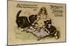 Two Kittens Playing with a Doll on a Birthday Postcard-null-Mounted Art Print