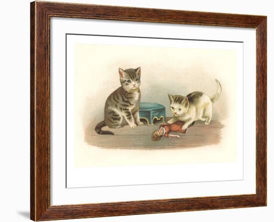 Two Kittens with Doll-null-Framed Art Print