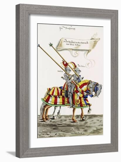 Two Knights in Jousting Armour (Gestech) and Armed with Lances, Illustration from a Facsimile…-Hans Burgkmair-Framed Giclee Print