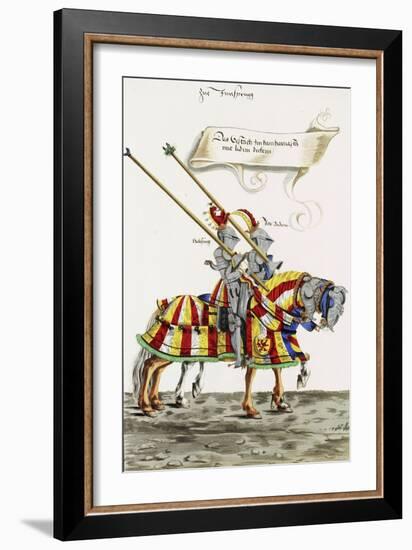 Two Knights in Jousting Armour (Gestech) and Armed with Lances, Illustration from a Facsimile…-Hans Burgkmair-Framed Giclee Print