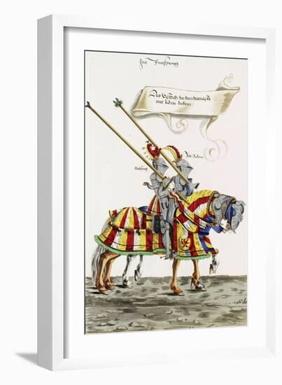 Two Knights in Jousting Armour (Gestech) and Armed with Lances, Illustration from a Facsimile…-Hans Burgkmair-Framed Giclee Print